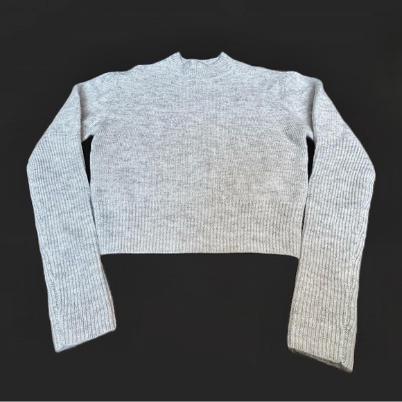 NWT Madewell Alpaca-Blend Mockneck Puff Sleeve Sweater in Light Heather Gray XXS - Picture 13 of 16